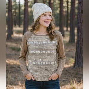 Talbots Petites Jersey Style Thin Snowflake Style Sweater Size MP AR 12